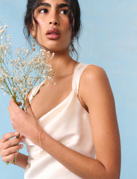 Bridal Pearl Satin Draped Slip Lavender Maxi Dress