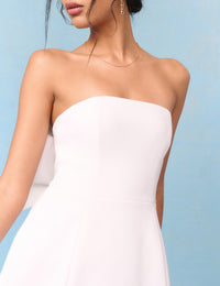 Bridal Ivory Satin Statement Bow Lucienne Mini Dress