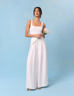 Bridal Ivory Satin Bow-Back Taylor Jumpsuit