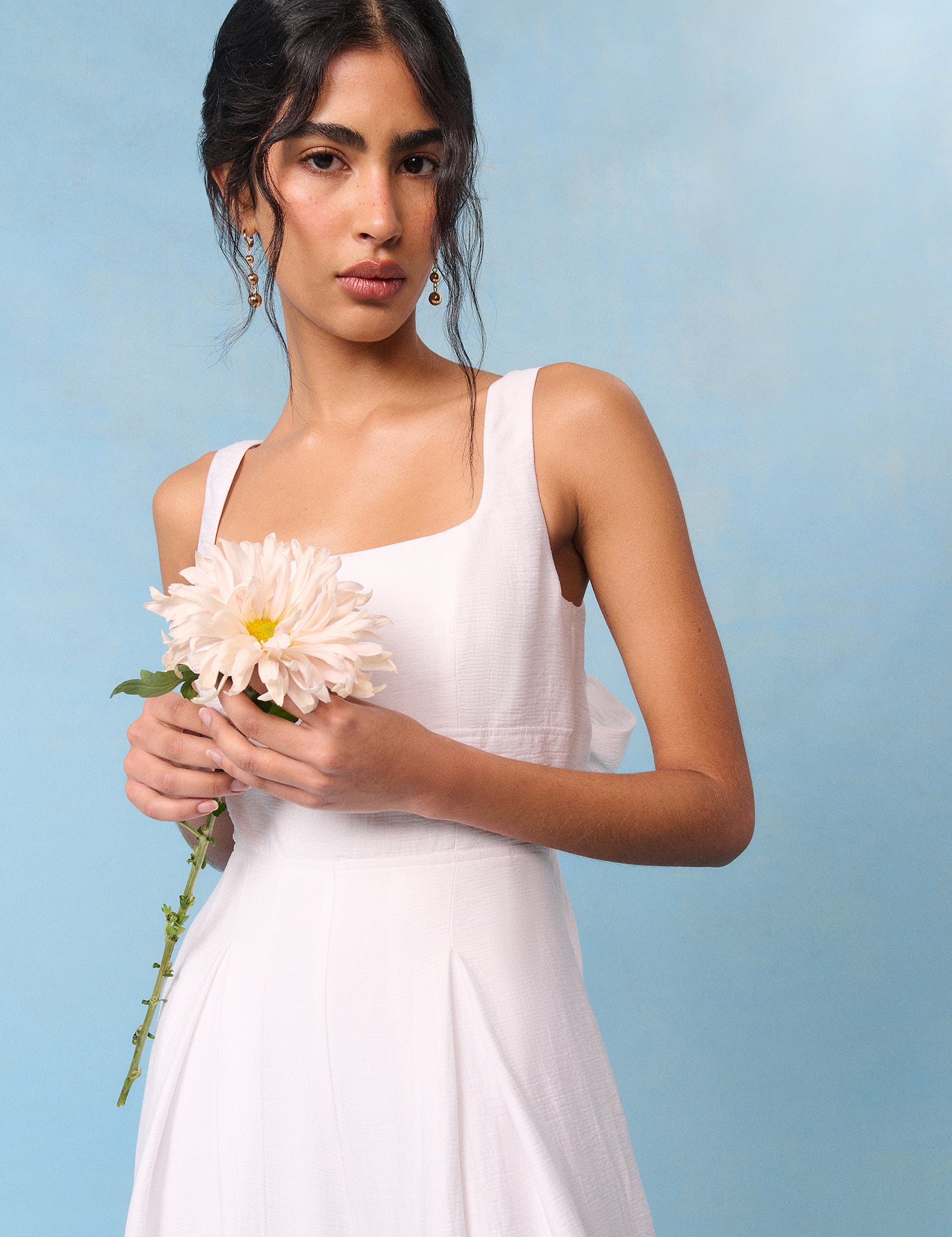 Bridal Ivory Satin Bow-Back Jumpsuit