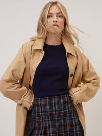 Navy Crochet Trim Knitted Top