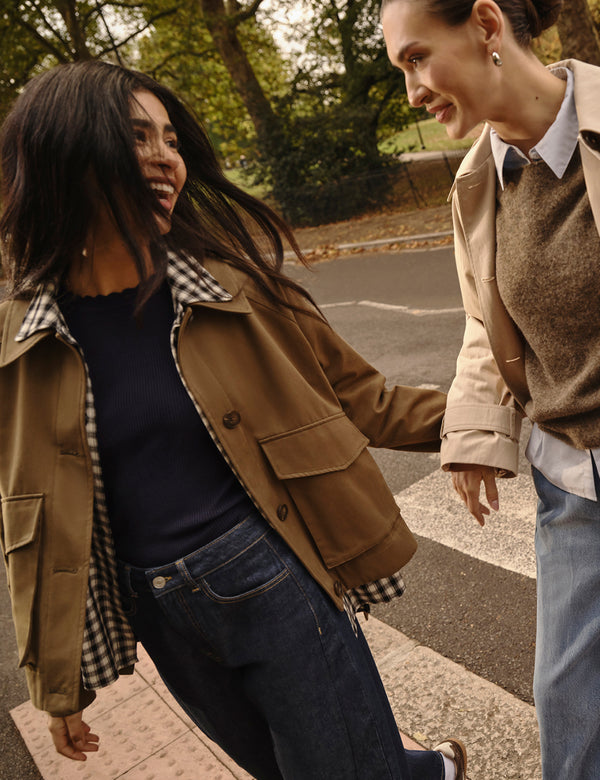 Navy Crochet Trim Knitted Top