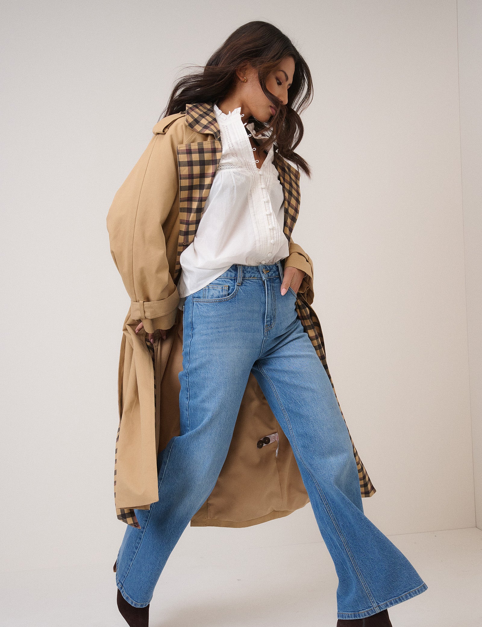 White Floral Embroidered High Neck Blouse