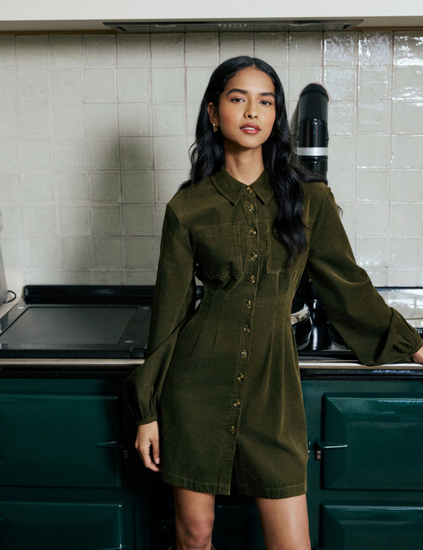 Green Cord Montego Mini Dress