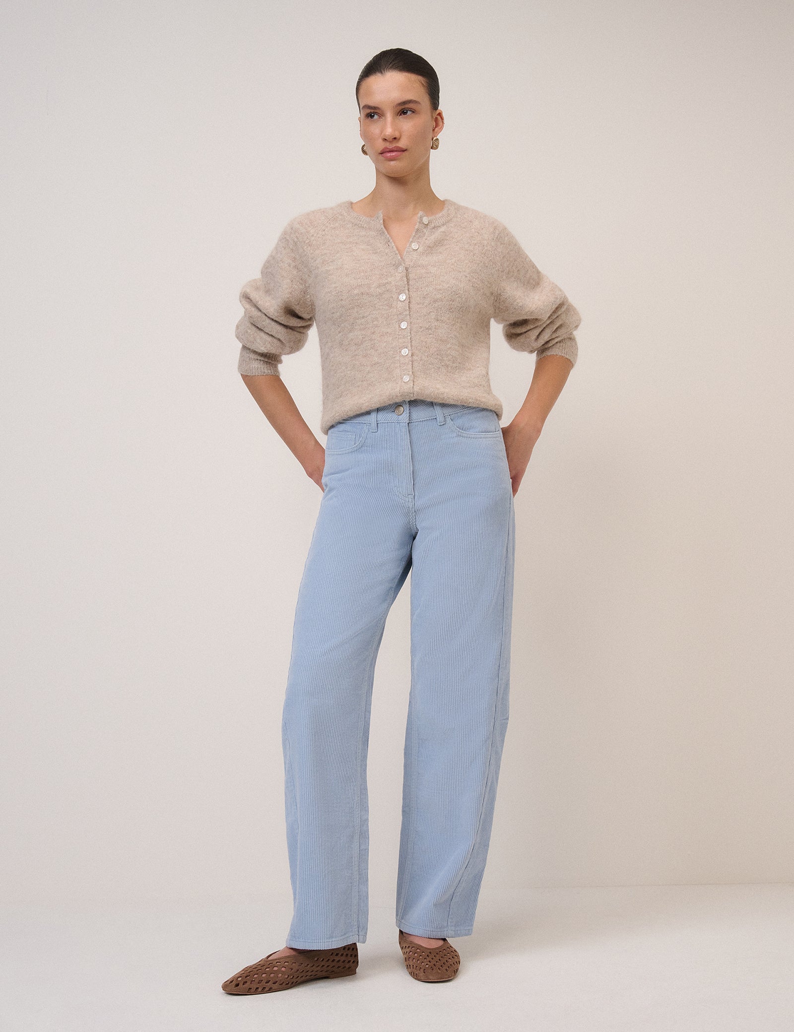 Light Blue Cord Bethnal Barrel Leg Jeans