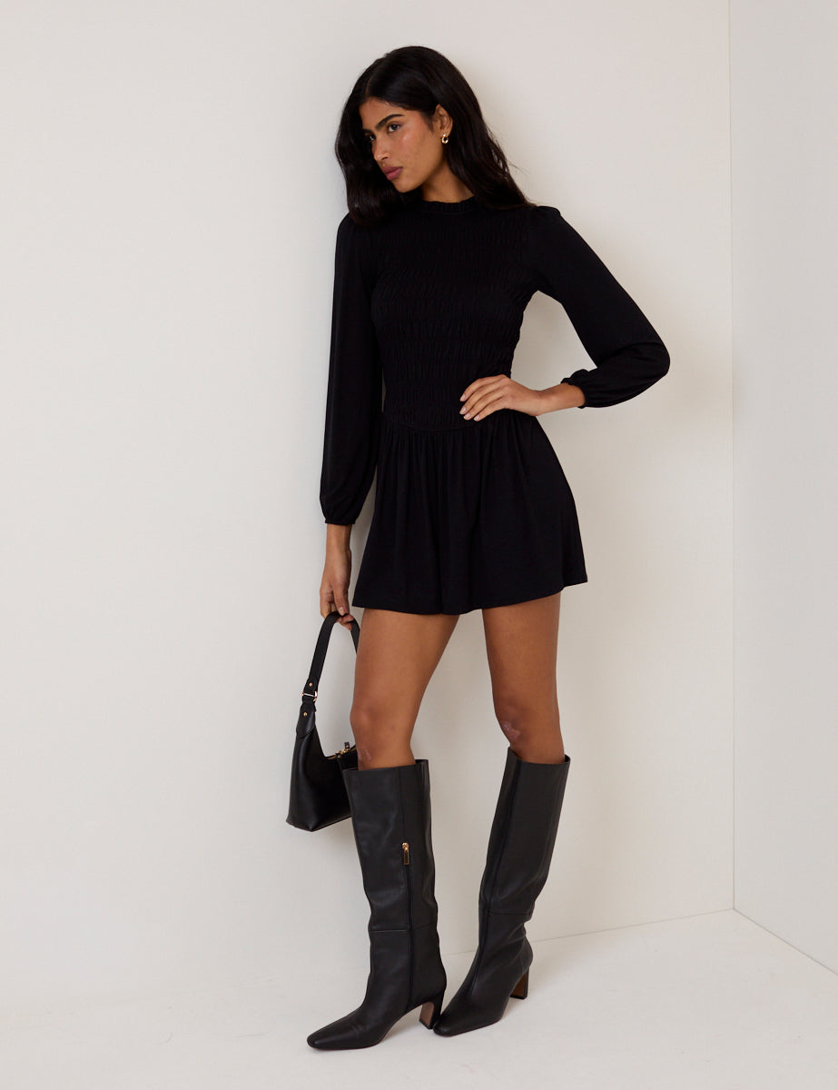 Petite Black Siobhan Jersey Mini Dress