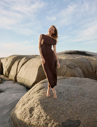 Brown Bethany Jersey Midi Dress