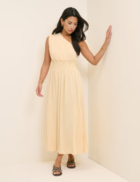 Butter Yellow One Shoulder Lorena Jersey Midi Dress