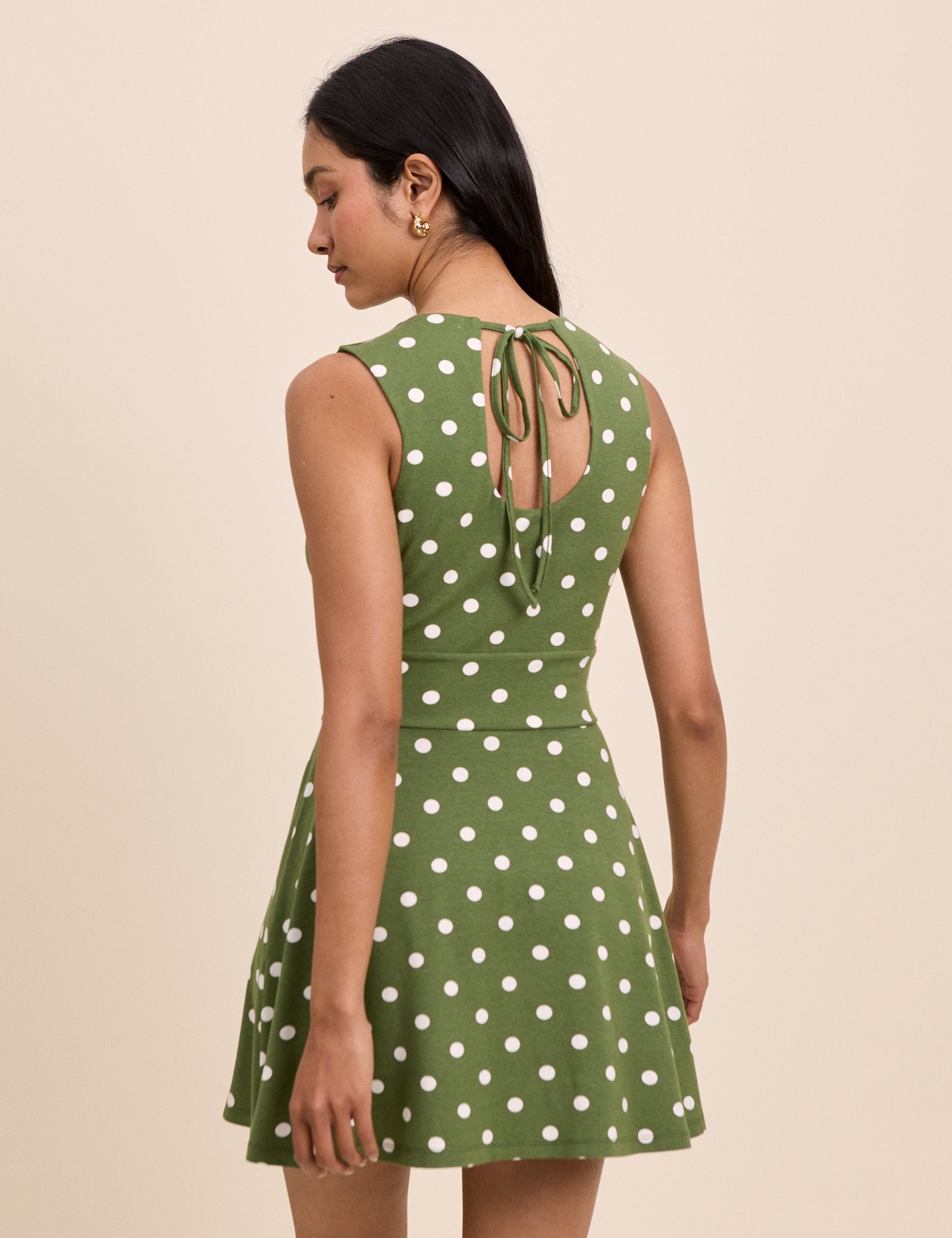 Green Polka Dot Jersey Sleeveless Tate Mini Dress