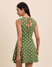 Green Polka Dot Jersey Sleeveless Tate Mini Dress