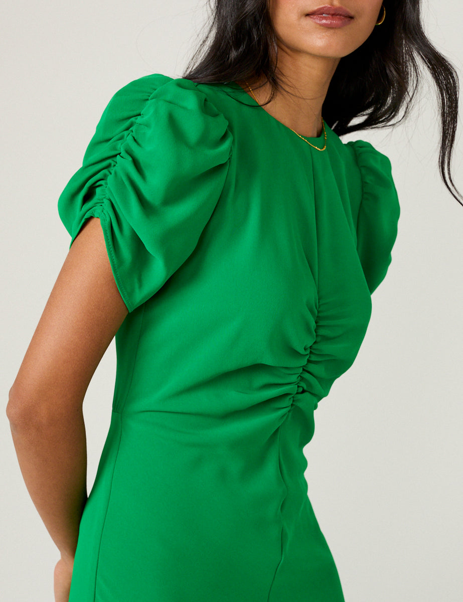 Green Ruched Naomi Midi Dress Green Ruched Naomi Midi Dress