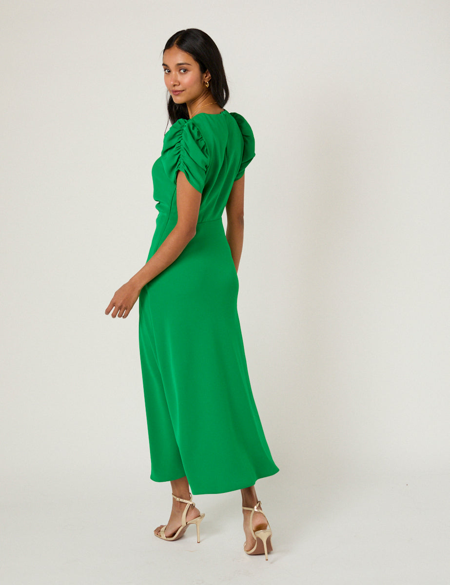 Short Gathered Sleeve Naomi Midi Dress