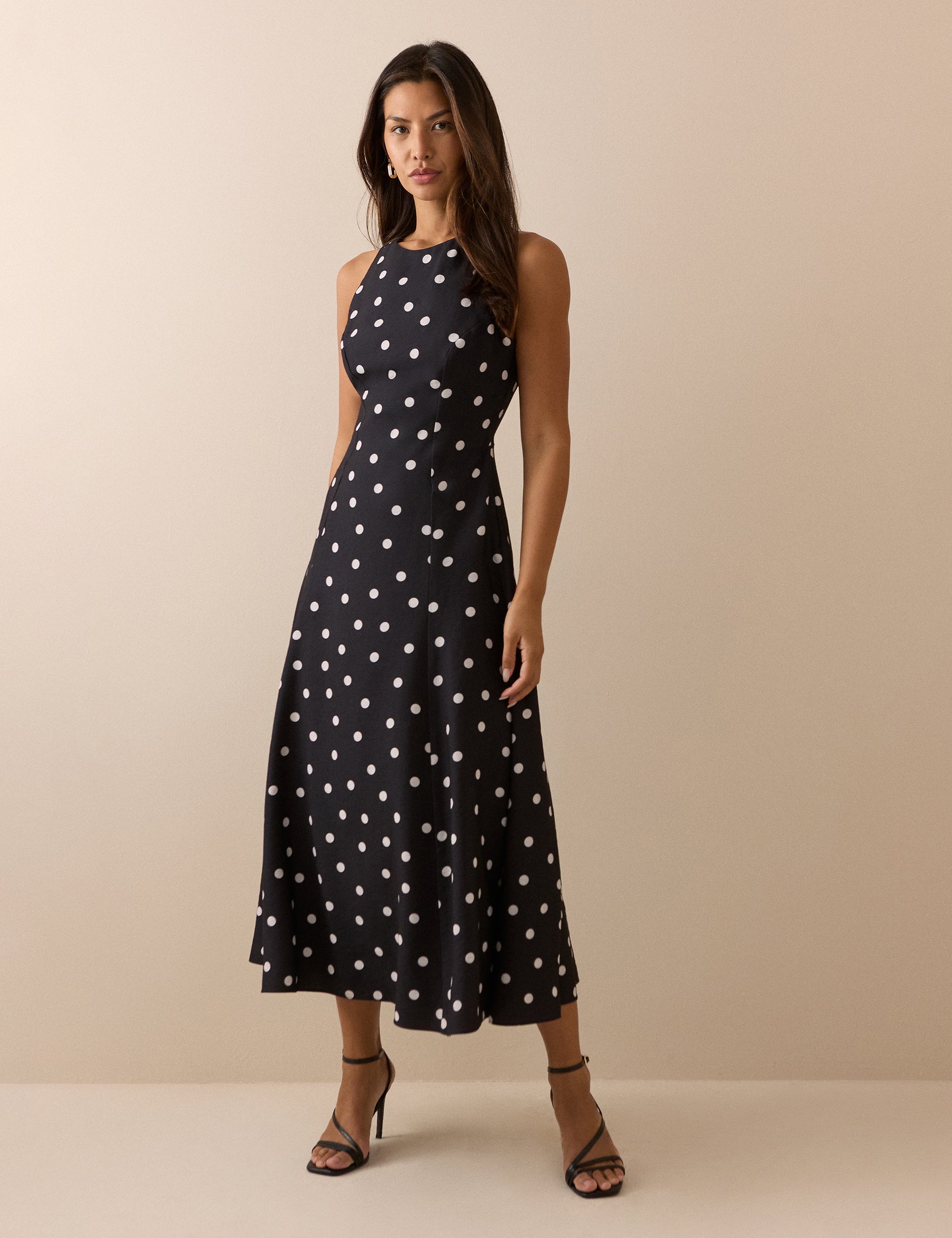 Black Polka Dot Reign Midi Dress