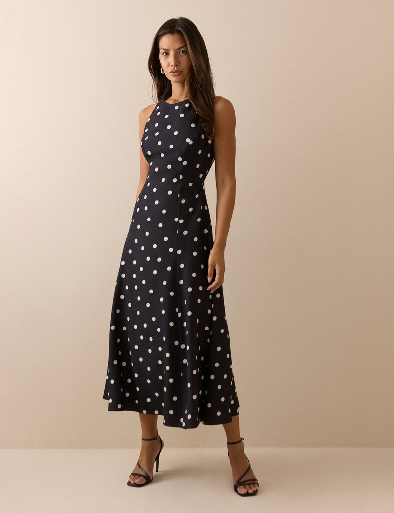 Black Polka Dot Reign Midi Dress