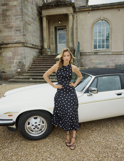 Black Polka Dot Reign Midi Dress