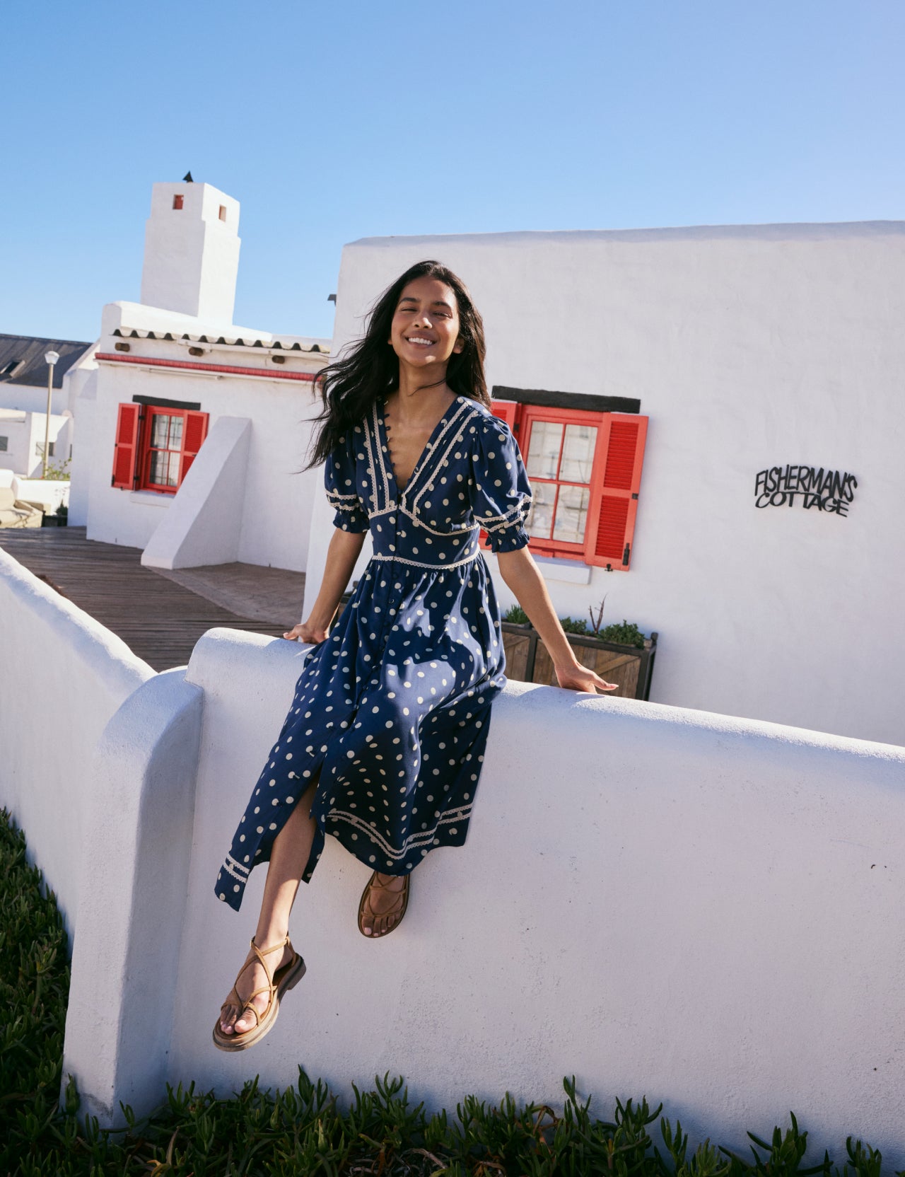 Printed V-Neck Button Front Saffy Midi Dress