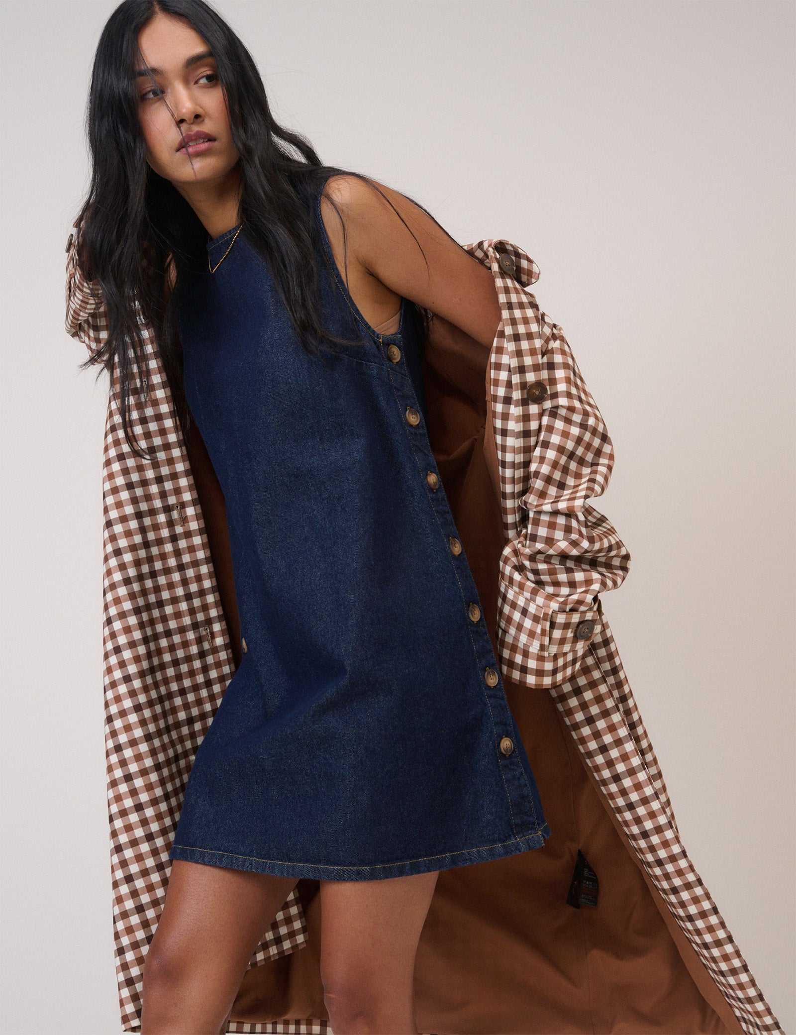 Dark Denim Izzie Pinafore Mini Dress Dark Denim Izzie Pinafore Mini Dress