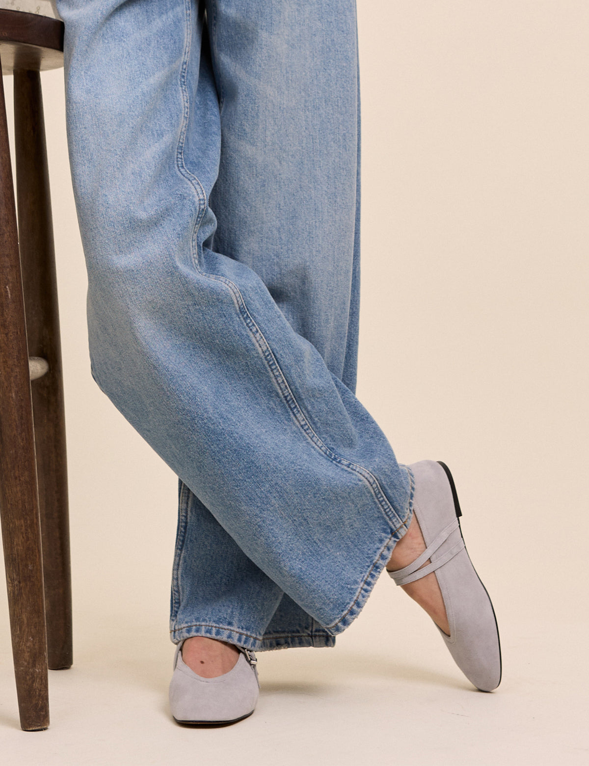 Light Blue Suede Ballet Flats