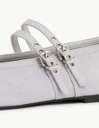 Light Blue Suede Ballerina Flats