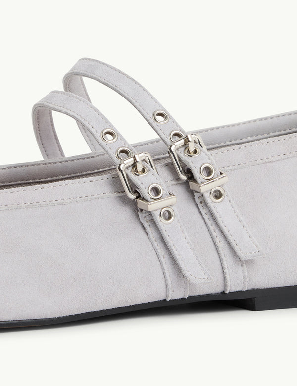 Light Blue Suede Ballerina Flats