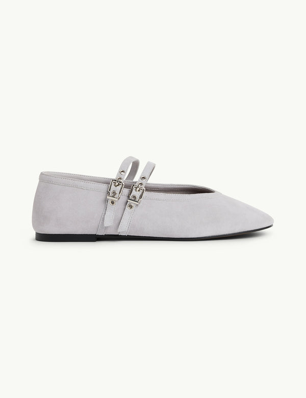 Light Blue Suede Ballet Flats