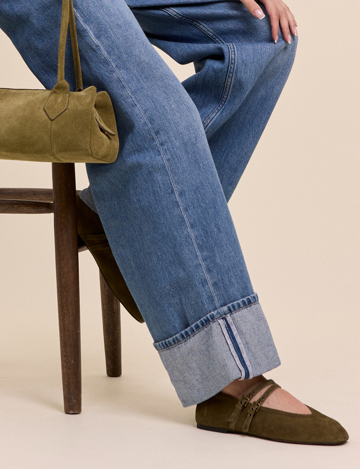 Green Suede Ballet Flats