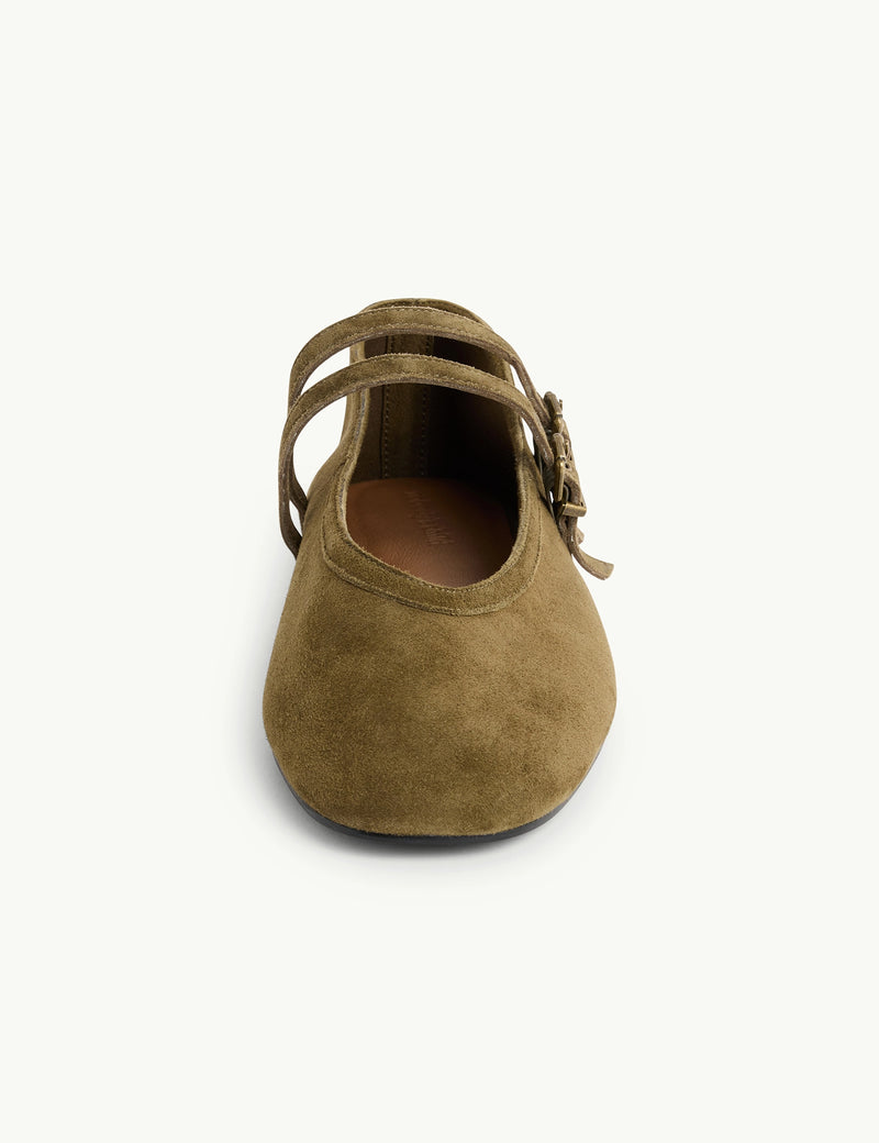Green Suede Ballet Flats