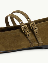 Green Suede Ballet Flats