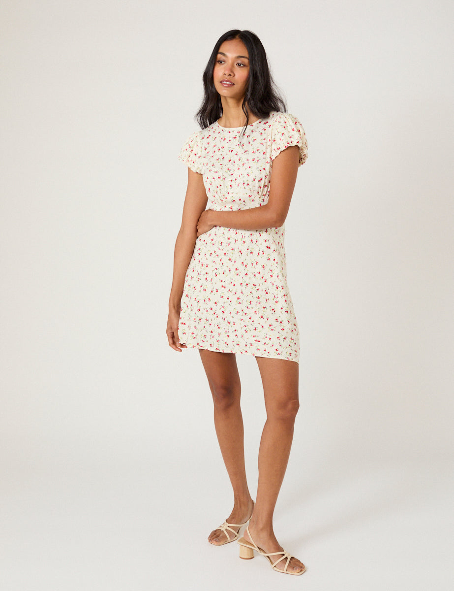 Cream Floral Maggie Mini Dress