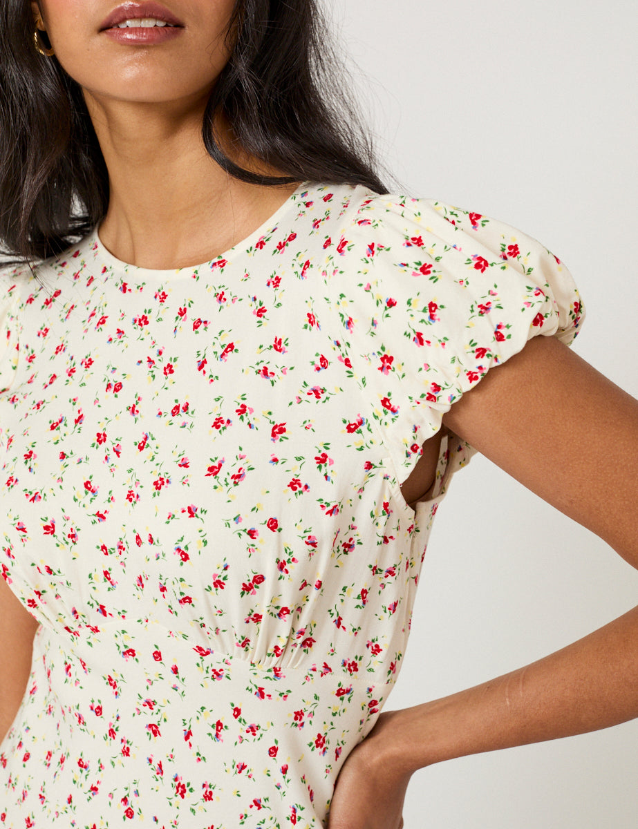 Cream Floral Maggie Mini Dress