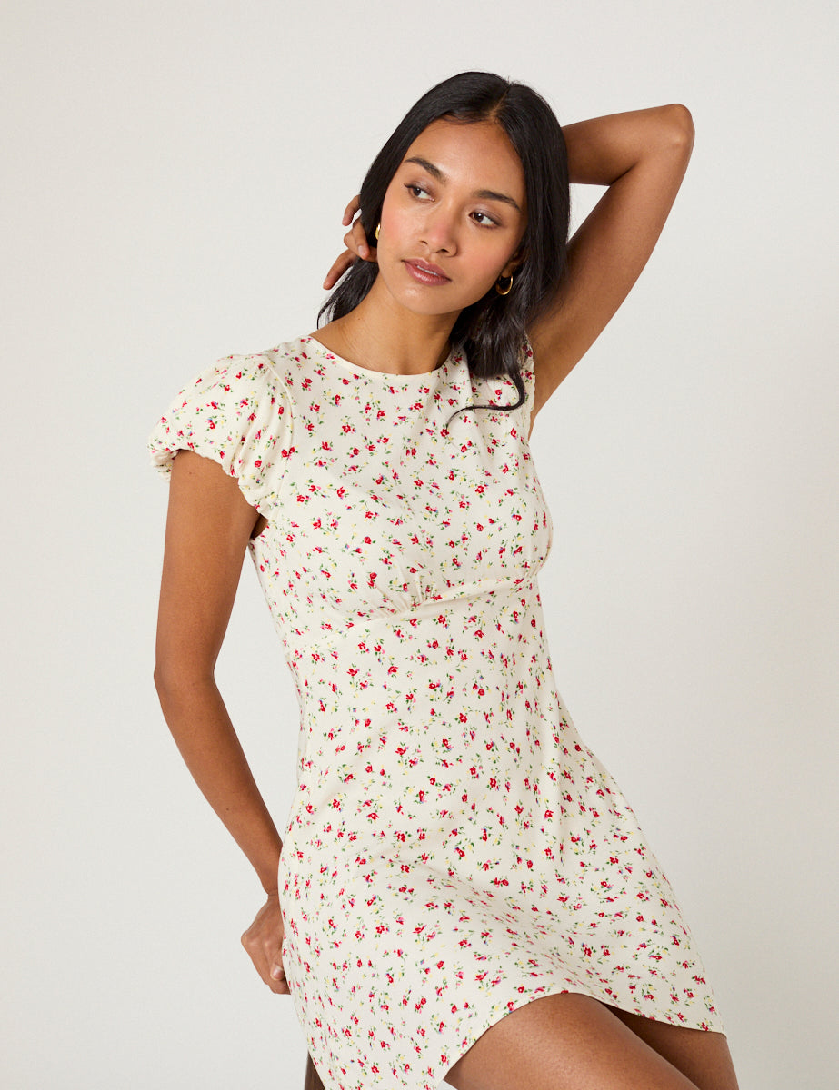 Cream Floral Maggie Mini Dress