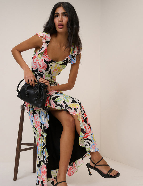 Black Floral Juniper Midi Dress
