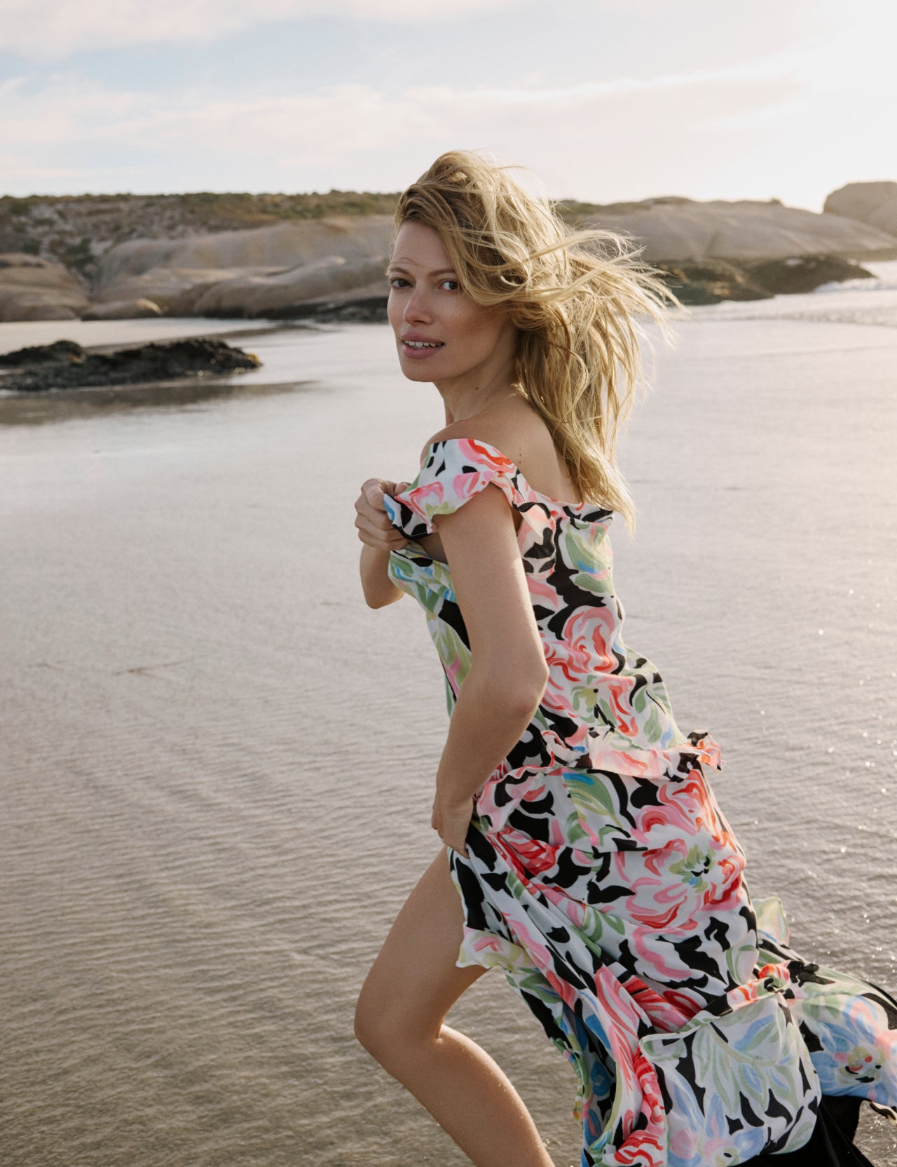 Black Floral Juniper Midi Dress