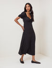 Black Polka Dot Lace Trim Keka Midi Dress