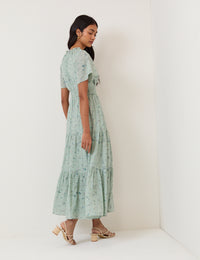 Green Ditsy Floral Caliope Midi Dress