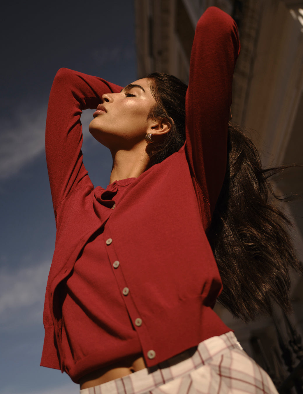 Red Crew Neck Knitted Vest