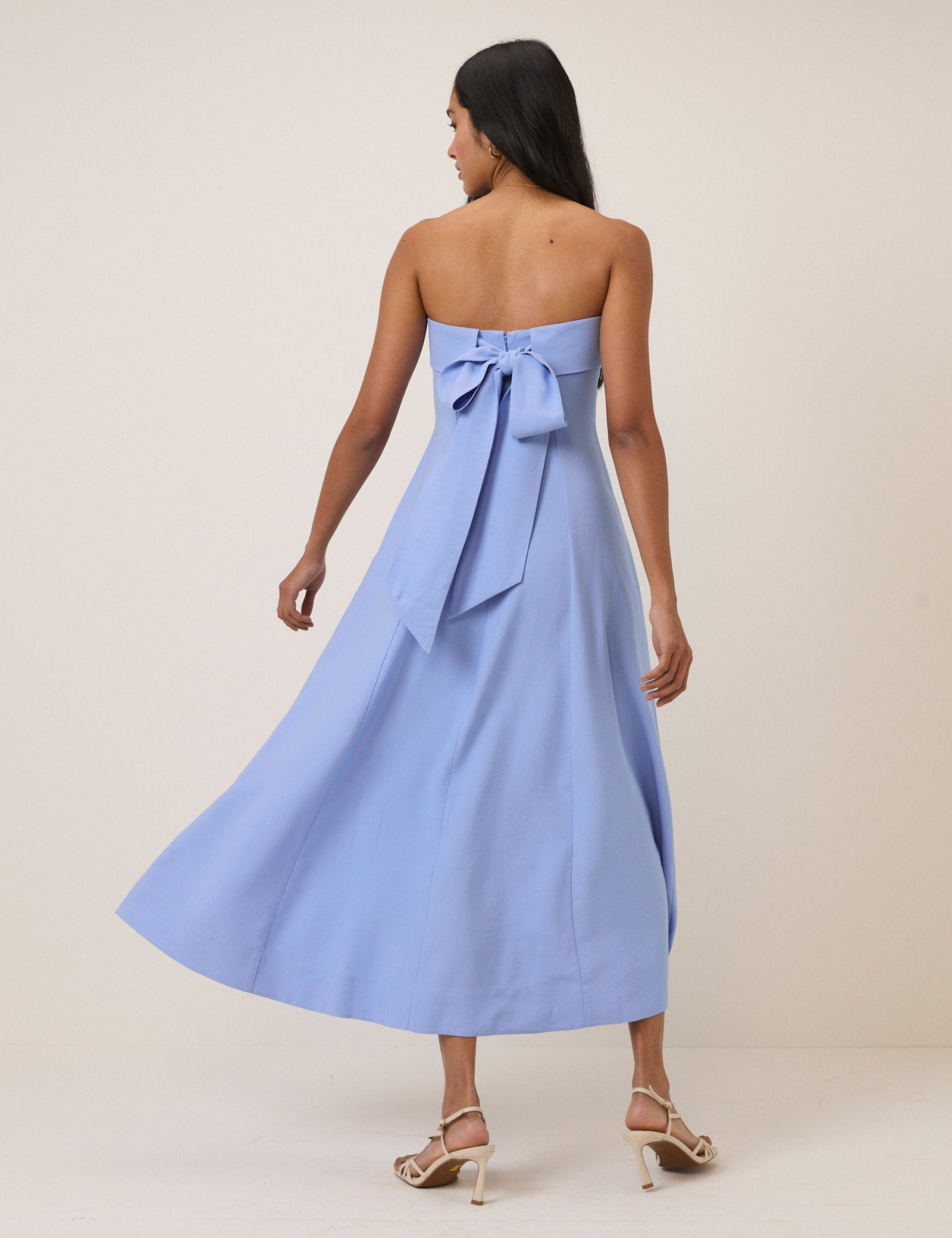 Blue Bow Back Chelsea Midi Dress