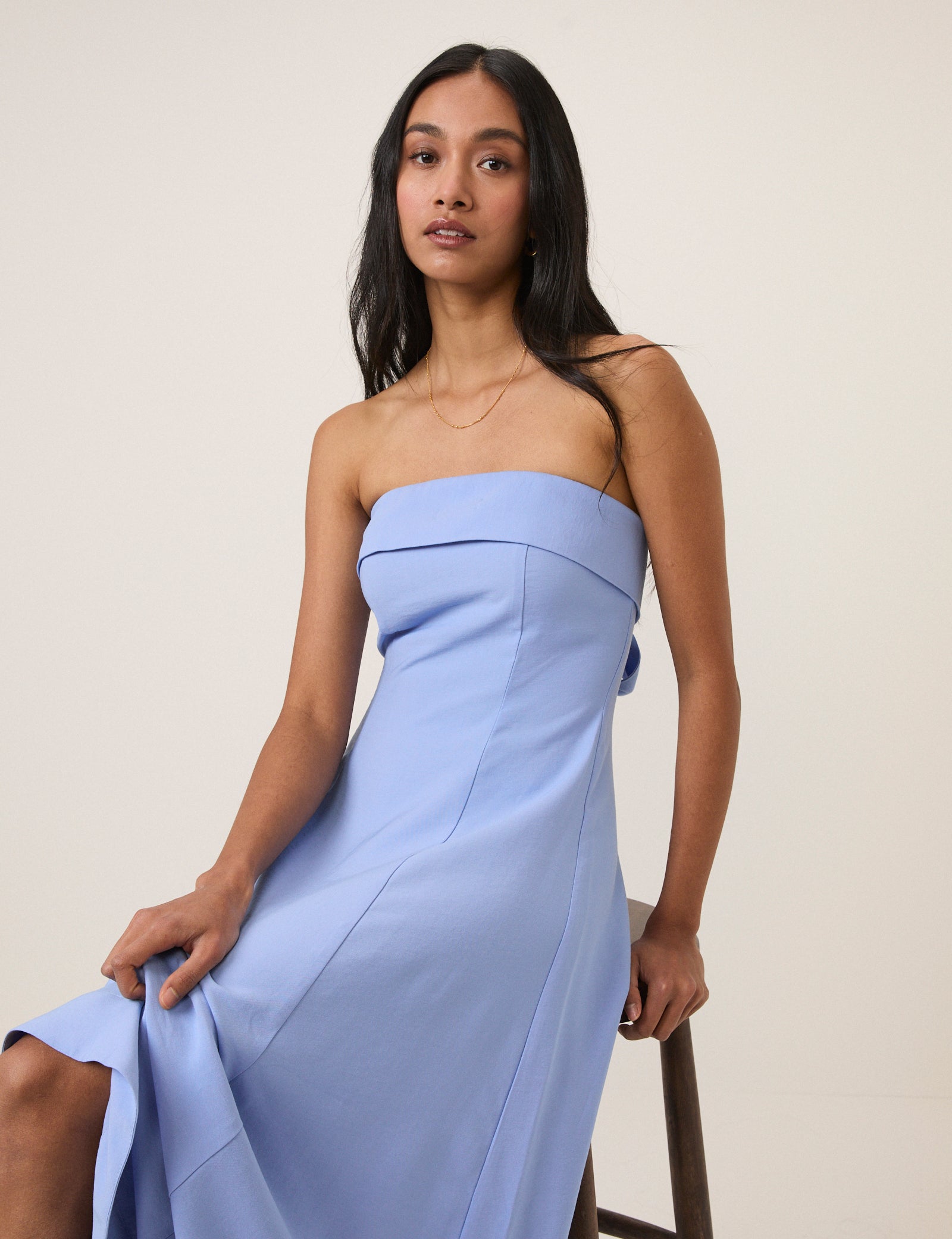Blue Bow Back Chelsea Midi Dress