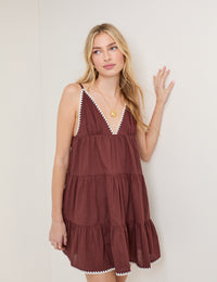 Brown Tiered Mini Beach Dress