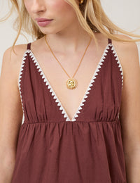 Brown Tiered Mini Beach Dress