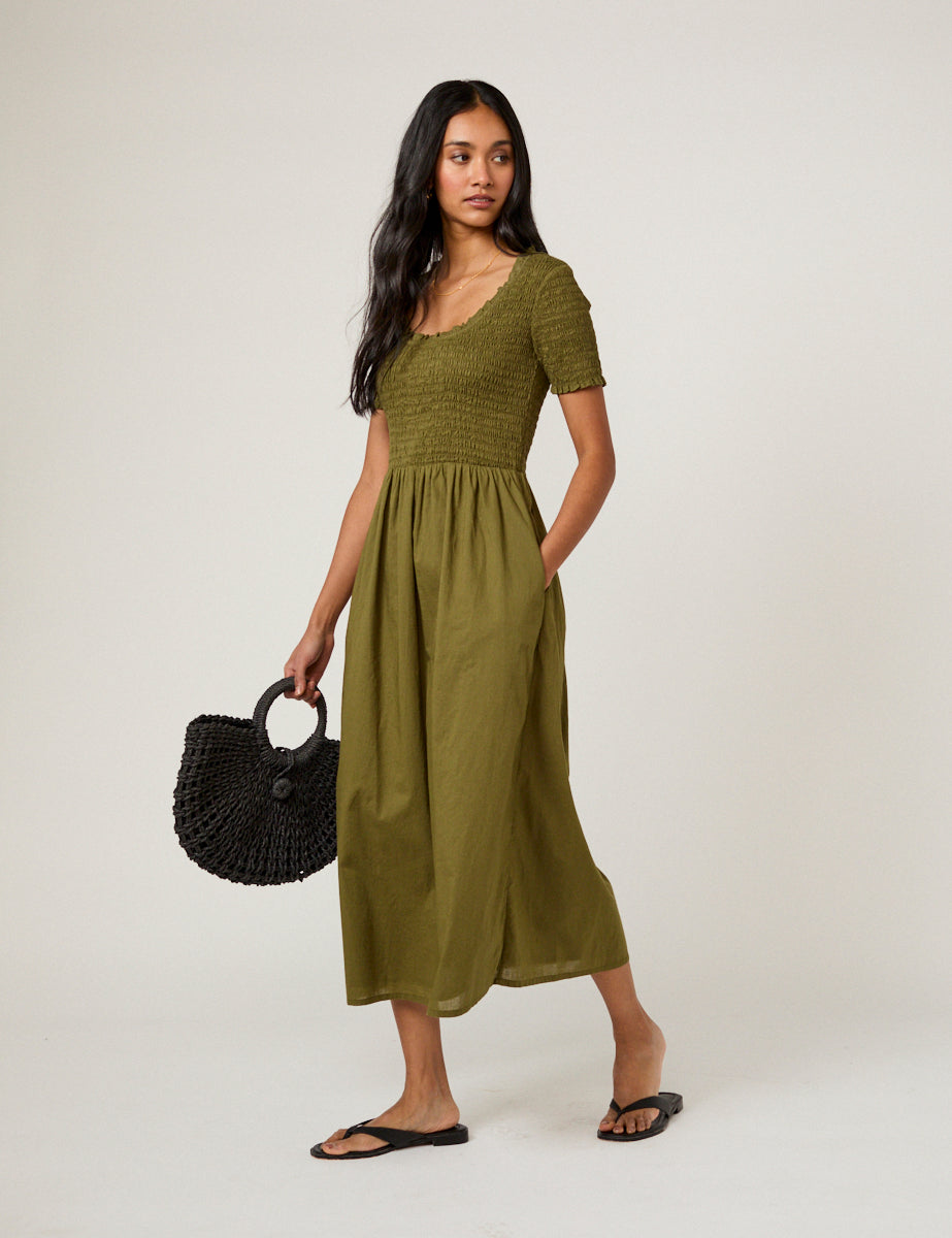 Green Ruched Zita Midi Dress Green Ruched Zita Midi Dress