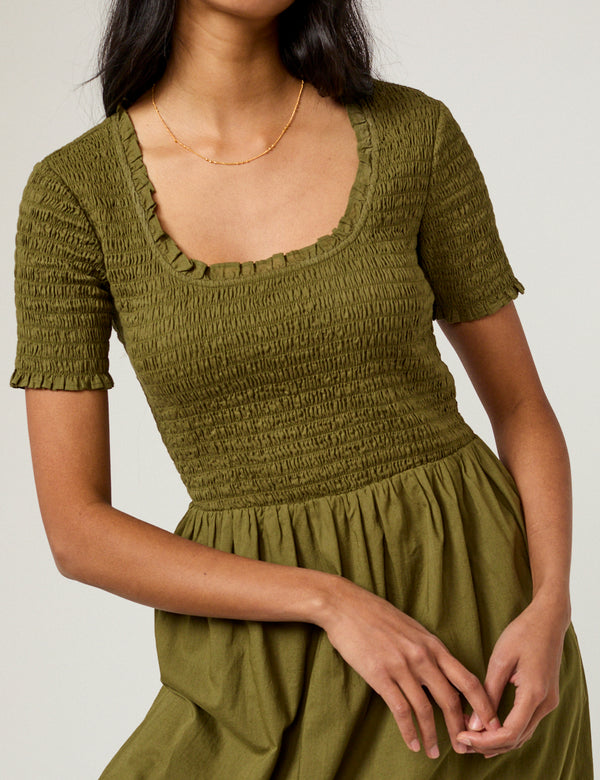 Green Ruched Zita Midi Dress