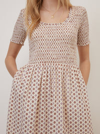 Beige Floral Zita Midi Dress