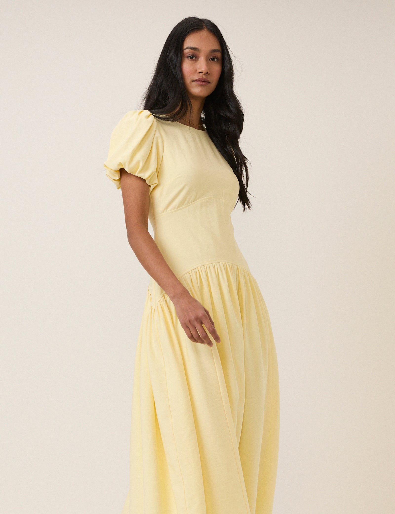 Short Puff Sleeve Maicy Midi Dress