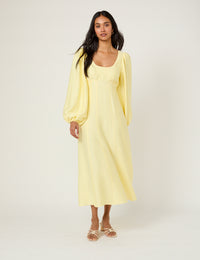 Butter Yellow Bow Keyaa Midi Dress