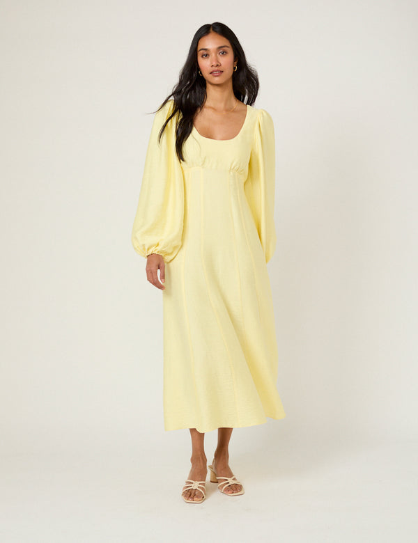Butter Yellow Bow Keyaa Midi Dress