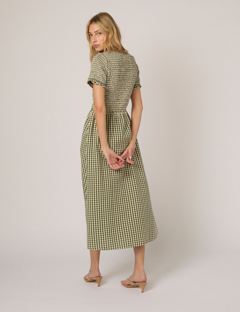 Green Gingham Eliza Midi Dress Green Gingham Eliza Midi Dress