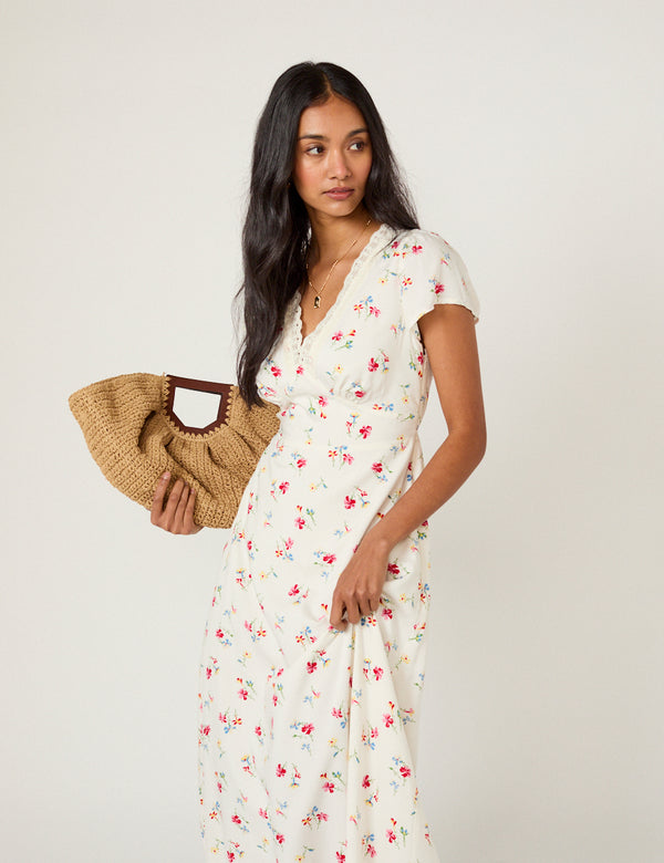 White Floral Kacey Midi Dress