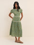 Green Ditsy Floral Tiered Dara Midi Dress
