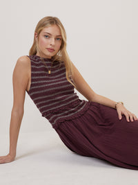 Purple Ruched Ingrid Midi Dress